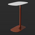 Modern Side Table With White Top And Brown Stand Sturdy Base Design