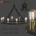Modern Industrial Chandelier With Black Metal Frame And Clear Glass Light Bulbs
