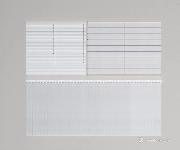 White Window Blinds With Modern Design And Different Vertical Horizontal Styles 3d model