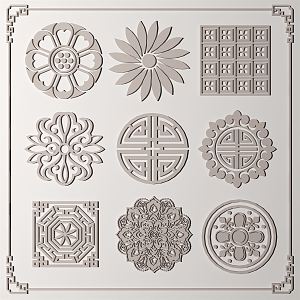 New Chinese Style Carved Window Flower Carved 3d model