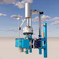 Industrial Equipment With Blue Support Frame Silver Cylindrical Tank Control Handles And Pipes