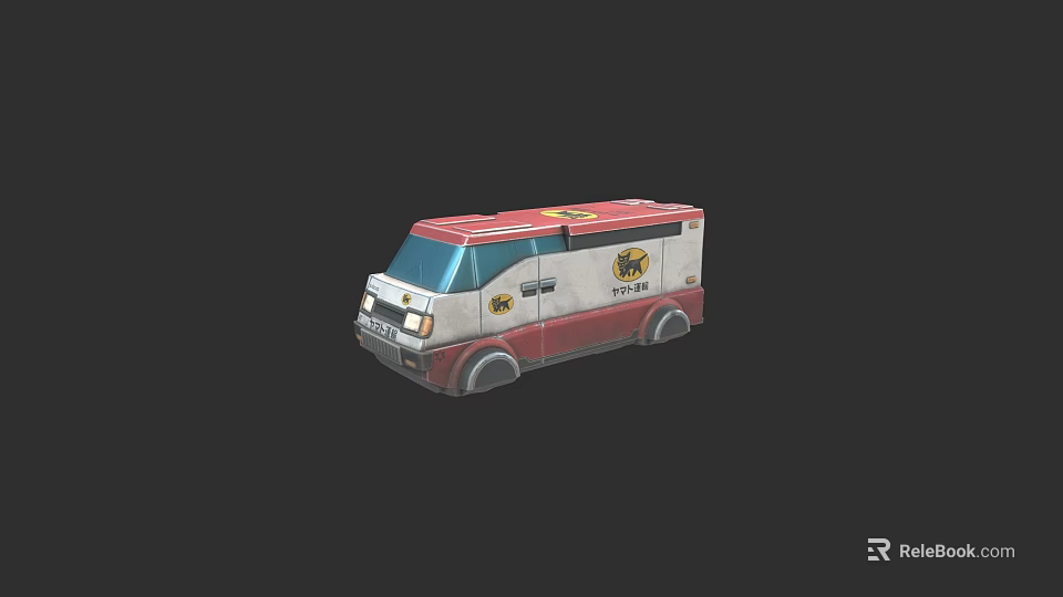 Red and White Emergency Ambulance Vehicle with EMS Logo and Headlights 3d model 