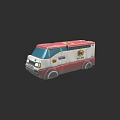 Red and White Emergency Ambulance Vehicle with EMS Logo and Headlights