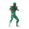Green Superhero Wearing Helmet And Green Uniform In Dynamic Combat Stance