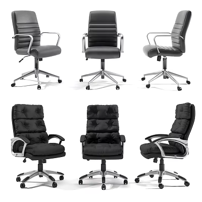 Modern Office Chairs In Gray And Black With Armrests Casters And Backrest Design 3d model