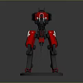 Detailed Red and Black Robot Character With Articulated Arms And Mechanical Design