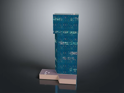 Modern Skyscraper Architecture With Blue Glass Exterior And Base Platform 3d model