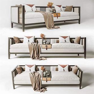 New Chinese-style Lohan Bed 3d model