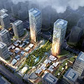 Modern Aerial Planning Of Urban Area With High Rise Buildings And Green Landscaped Spaces