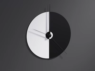 Round Wall Clock Black And White Half Design Against Gray Background 3d model