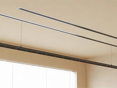 Ceiling Mounted Clothes Drying Racks In Room With Window And Blinds 3d model