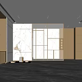 Elegant Modern Front Desk Reception Area With Marble Walls Glass Partitions And Pendant Lights
