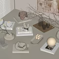 Elegant Minimalist Tabletop Decorative Ornament Combination With Vases Branches Books And Trays