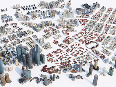 Aerial Planning Urban City Layout With High Rise Buildings And Residential Areas 3d model