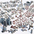 Aerial Planning Urban City Layout With High Rise Buildings And Residential Areas