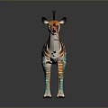 Colorful Striped Horned Animal Figurine With Vibrant Orange Green And White Patterns