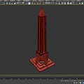 3D Model of Brown Tower with Pointed Top Square Base and Textured Surface 3d model