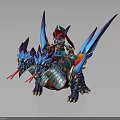 Red Haired Rider Riding Blue Purple Dragon With Spiked Wings And Horns