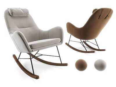 Comfortable Leisure Rocking Chair in Light Gray and Brown with Color Choices 3d model