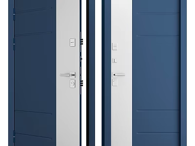Modern Blue Doors With White Frames For Interior Home Design 3d model
