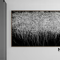 Black And White Abstract Painting With Intricate White Lines On Dark Background 3d model