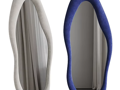 Stylish Organic Shaped Mirrors in Gray and Blue for Modern Home Decor 3d model