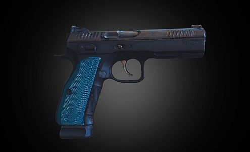 Black Blue Pistol 3d model