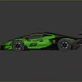 SCG 003S Green Black Race Car with Aerodynamic Design and Rear Wing
