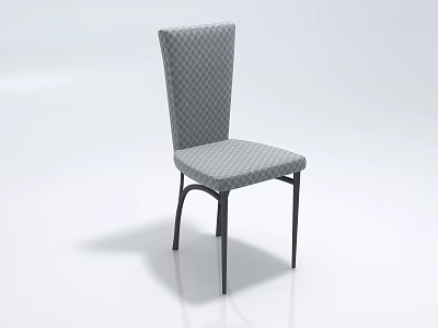 Gray Diamond Checkered Pattern Upholstered Accent Chair With Black Metal Legs Modern Design 3d model