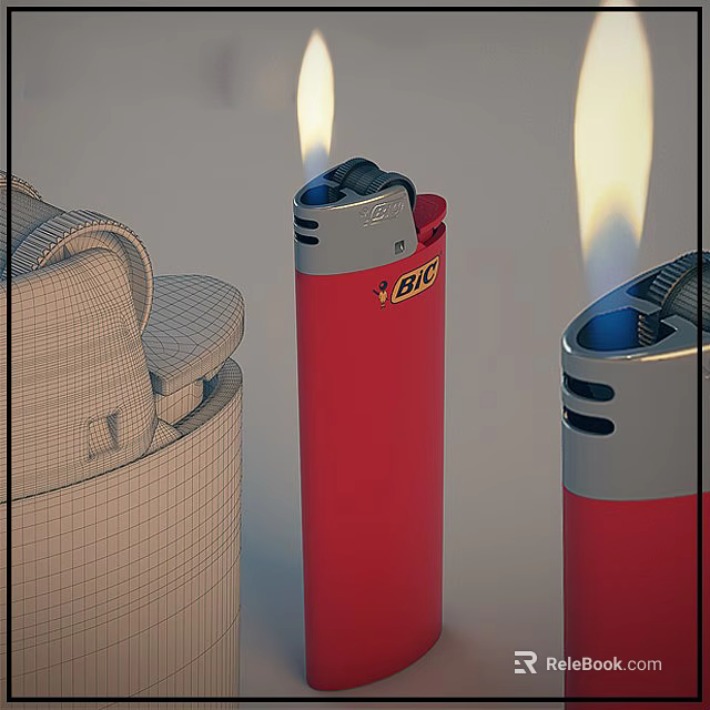 BIC Red Lighters With Flame And Storage Bag For Daily Use 3d model 