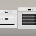 White Household Appliances Coffee Machine and Oven with Digital Display Control Knobs and Interior Racks 3d model