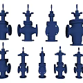 Various Blue Industrial Pipe Valves With Different Designs And Sizes 3d model