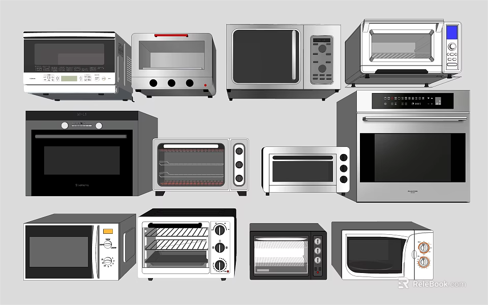 Smart Kitchen Appliances Various Modern Microwave Oven Models For Home Use 3d model 