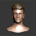 3D Character Head Model With Brown Hair And Blue Eyes Rendering