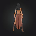 3D Model Woman In Fantasy Bikini Top With Decorative Skirt And Thigh High Boots
