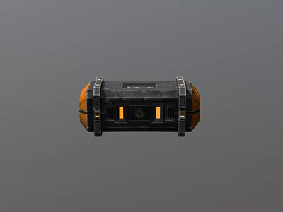 Black And Orange Rectangular Device With Metallic Frame And Glowing Yellow Elements 3d model