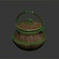 Traditional Copper Container With Lid Carved Patterns And Wooden Handle For Daily Use