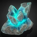 Decorative Ornament Set Featuring Crystal Clusters Rock Base and Blue Glowing Light 3d model