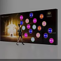 Interactive Check-in Event With Colorful Icons On Large Screen And Attendees 3d model