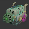 Heavy Duty Mechanical Equipment With Metal Casing Flame Logo Exhaust Pipes And Gear Components