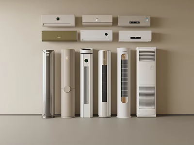 Various Modern Air Conditioner Fans With Wall Mounted And Floor Standing Designs For Home Use 3d model