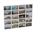 16 Various Landscape Artworks Collection With Seascape Mountain City Architecture Views In Grid Arrangement