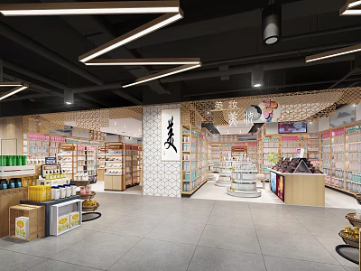 Modern Spacious Supermarket Department Store With Bright Lighting And Well Organized Product Shelves 3d model