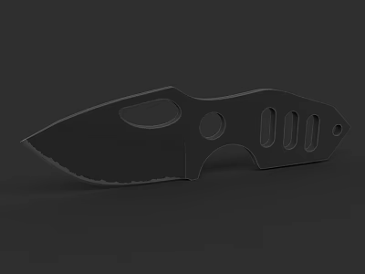 Black Tactical Knife With Sharp Blade Ergonomic Handle And Hole Pattern Design 3d model