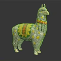 Llama Shaped Mosaic Decorative Furniture With Colorful Accents And White Body