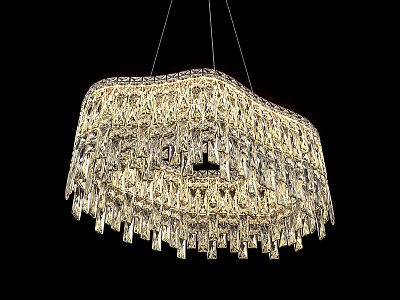 Luxurious Square Crystal Chandelier With Sparkling Hanging Pendants For Interior Decor 3d model