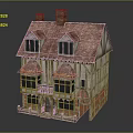 Traditional Model House With Red Tiled Roof Chimneys And Wooden Framed Windows