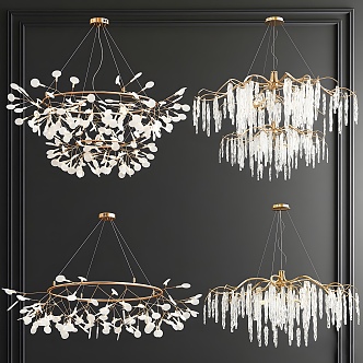 Chandelier combination lamp chandelier ceiling lamps electric appliances light luxury special-shaped crystal lamp 3d model