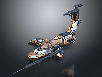 Futuristic Aerospace Spaceship Design With Detailed Engines And Weapon Systems 3d model