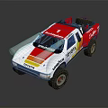 Toyota Off Road Rally Truck White Pink Yellow Stripes Number 1 Open Top Large Tires